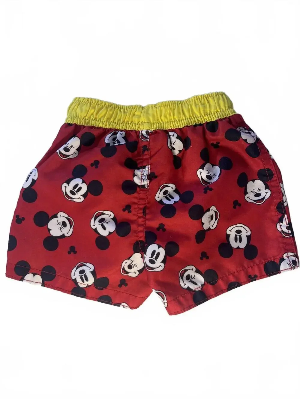 Mickey Mouse Swim Trunks Disney Baby 3-6M Red Short Yellow Waistband Fully Lined